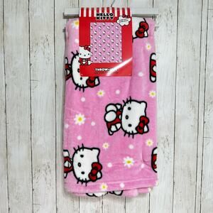 Hello Kitty PINKYellow Daisies 46x60Reversible Sherpa Throw Blanket Super Soft